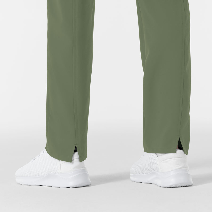 RENEW Women’s High Waist Tapered Scrub Pant Olive side detail 1
