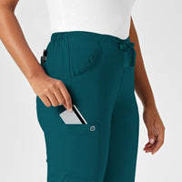 W123 Women's Drawstring Scrub Pant Caribbean Blue front detail