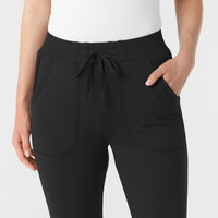 RENEW Knit Women's Track Scrub Pant Black front detail