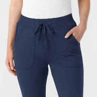 RENEW Knit Women's Track Scrub Pant Navy front detail