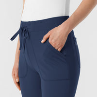 RENEW Knit Women's Track Scrub Pant Navy side detail 1