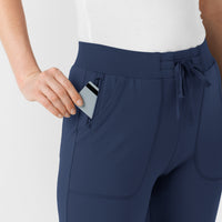 RENEW Knit Women's Track Scrub Pant Navy side detail 2