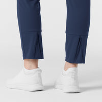 RENEW Knit Women's Track Scrub Pant Navy hemline detail