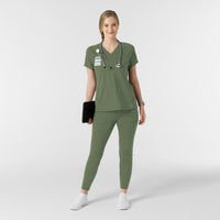 RENEW Knit Women's Track Scrub Pant Olive full scrub set