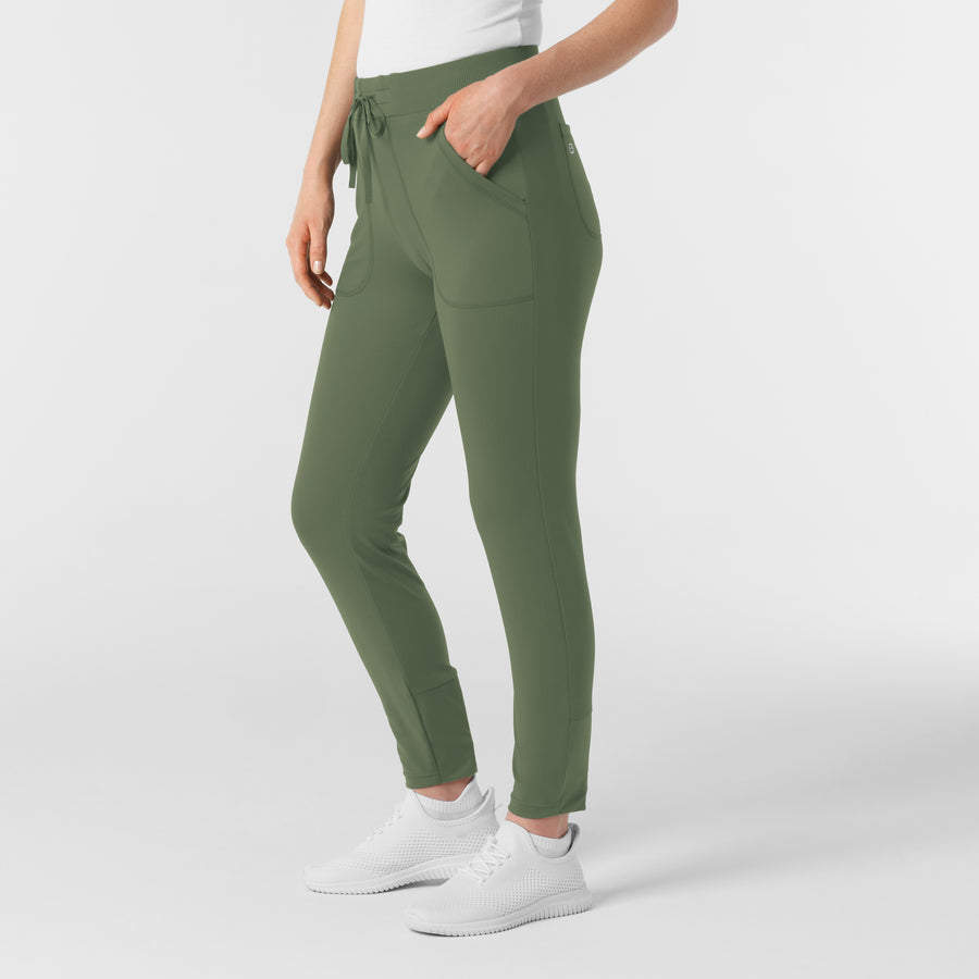 RENEW Knit Women's Track Scrub Pant Olive side view