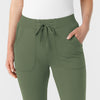 RENEW Knit Women's Track Scrub Pant Olive front detail