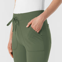 RENEW Knit Women's Track Scrub Pant Olive side detail 1