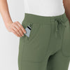 RENEW Knit Women's Track Scrub Pant Olive side detail 2