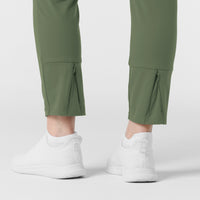 RENEW Knit Women's Track Scrub Pant Olive hemline detail