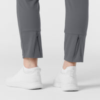 RENEW Knit Women's Track Scrub Pant Pewter hemline detail