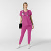 RENEW Knit Women's Track Scrub Pant Raspberry full scrub set