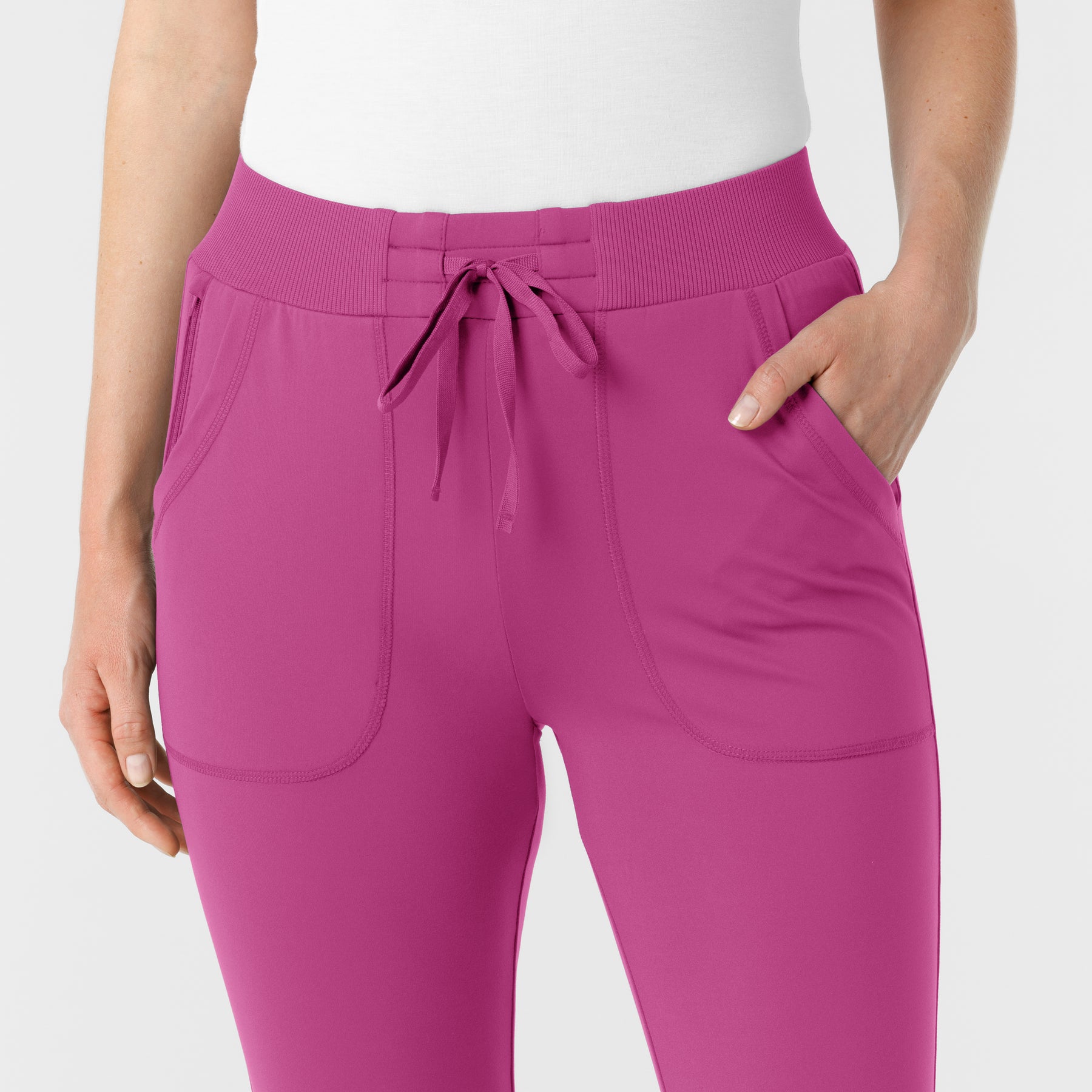 RENEW Knit Women's Track Scrub Pant Raspberry front detail