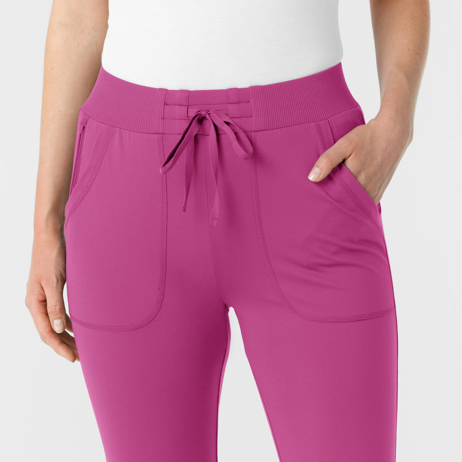 RENEW Knit Women's Track Scrub Pant Raspberry front detail