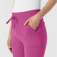 RENEW Knit Women's Track Scrub Pant Raspberry side detail 1