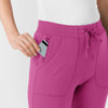 RENEW Knit Women's Track Scrub Pant Raspberry side detail 2