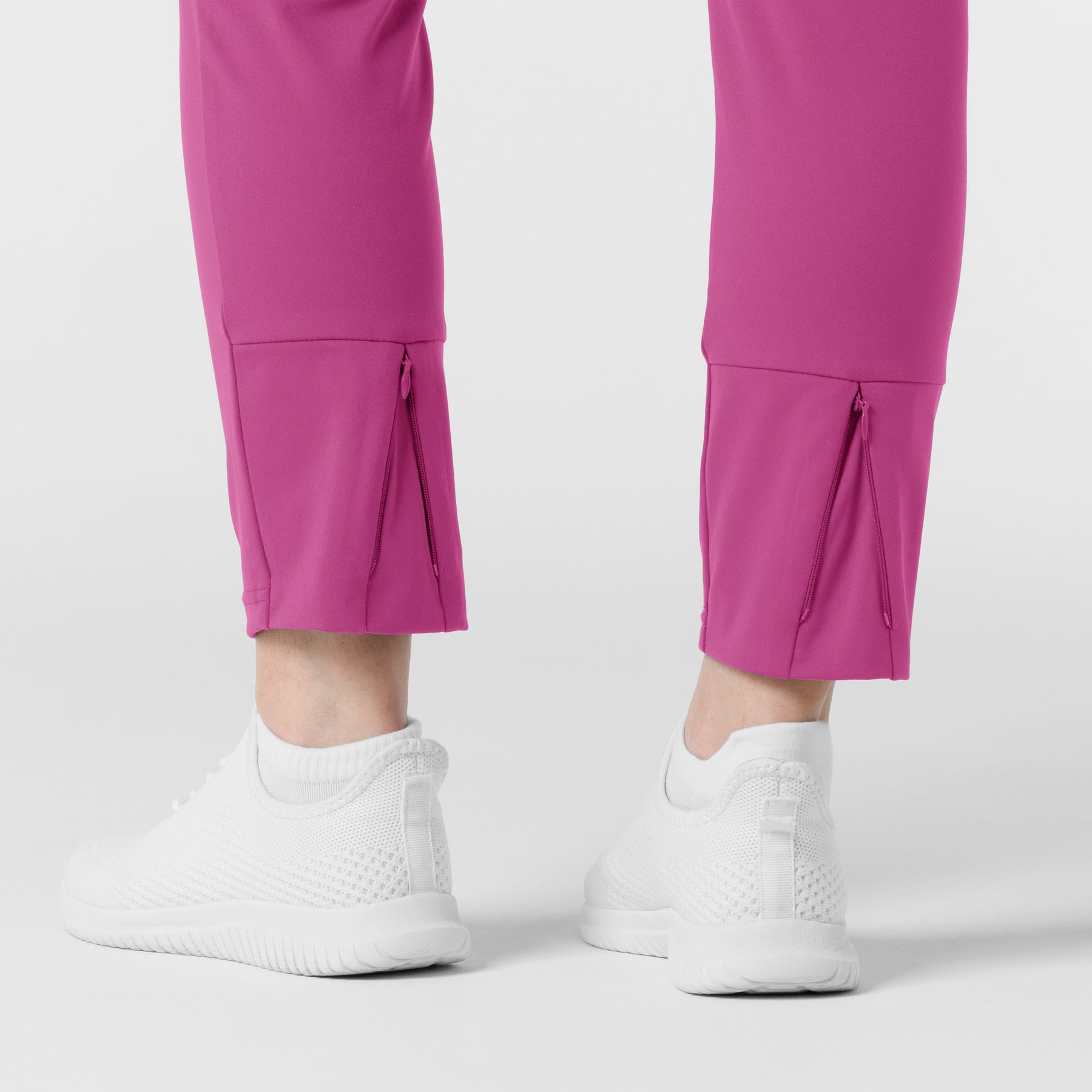 RENEW Knit Women's Track Scrub Pant Raspberry hemline detail