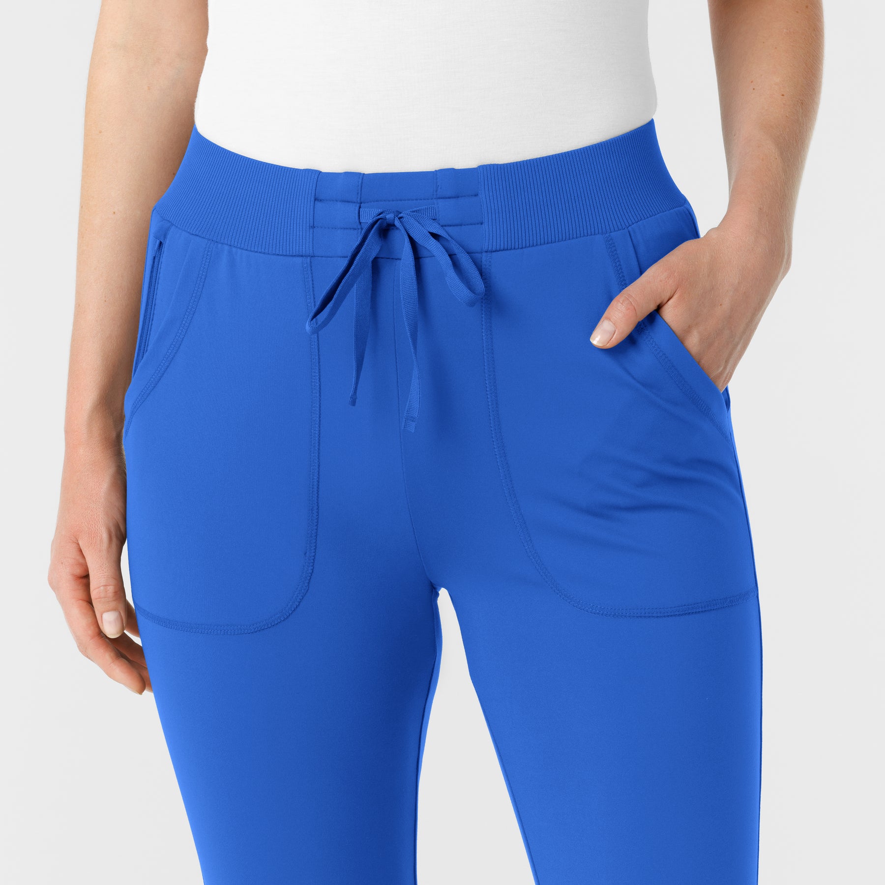 RENEW Knit Women's Track Scrub Pant Royal front detail