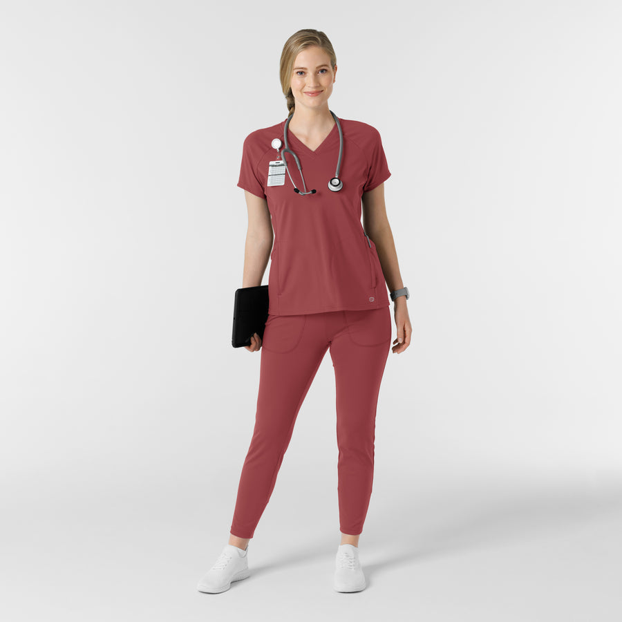 RENEW Knit Women's Track Scrub Pant Ruby full scrub set