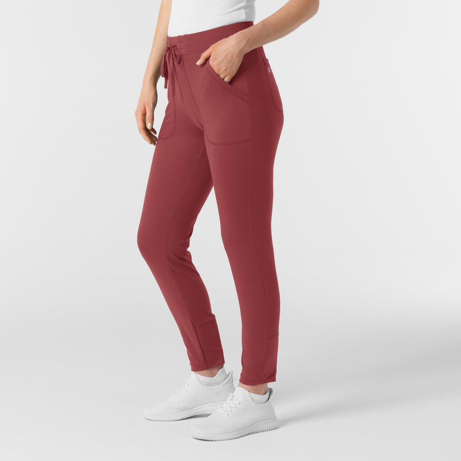 RENEW Knit Women's Track Scrub Pant Ruby side view