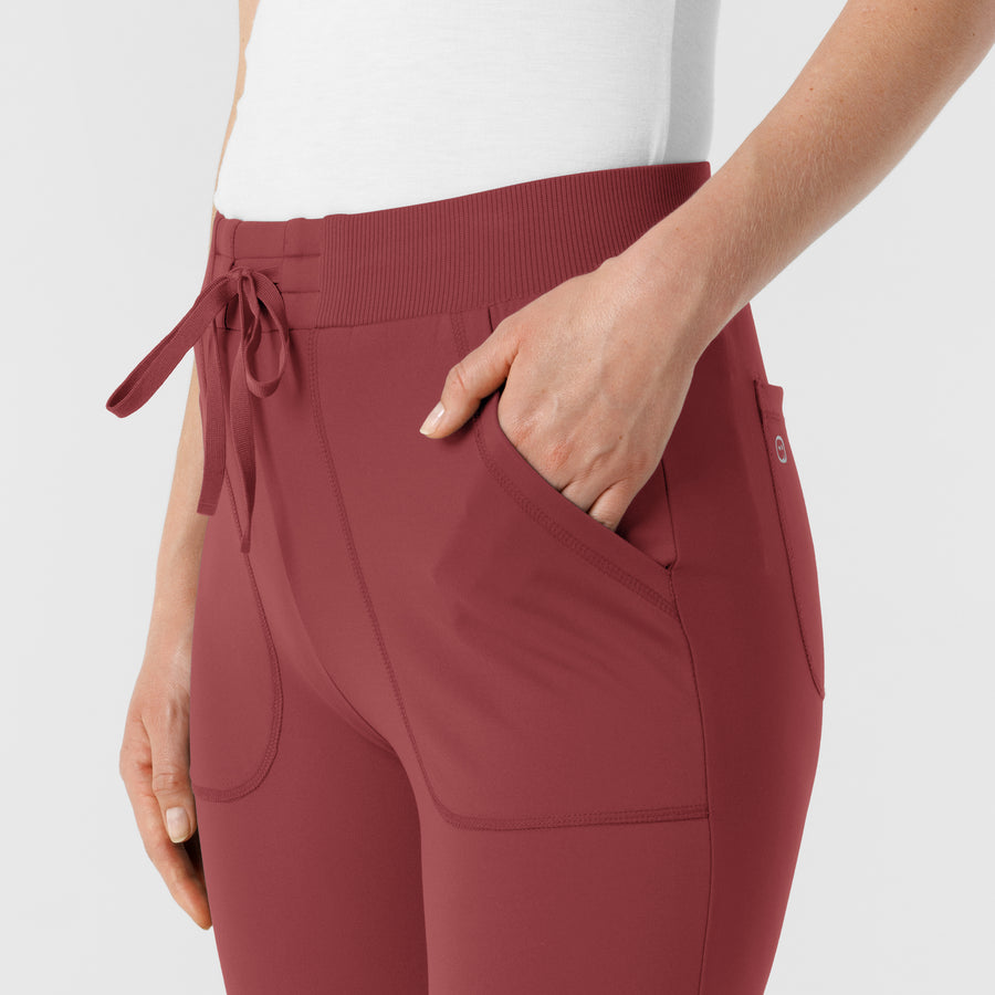RENEW Knit Women's Track Scrub Pant Ruby side detail 1