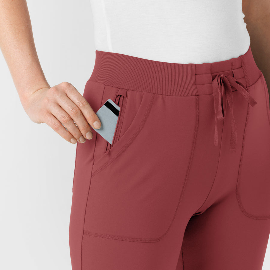 RENEW Knit Women's Track Scrub Pant Ruby side detail 2
