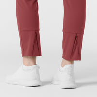 RENEW Knit Women's Track Scrub Pant Ruby hemline detail