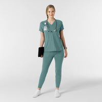RENEW Knit Women's Track Scrub Pant Vintage Teal full scrub set