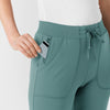 RENEW Knit Women's Track Scrub Pant Vintage Teal side detail 2