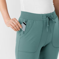 RENEW Knit Women's Track Scrub Pant Vintage Teal side detail 2