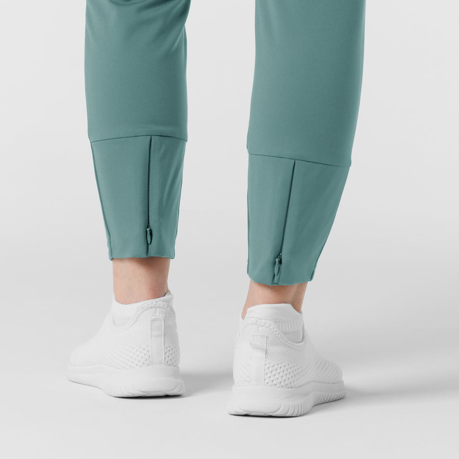 RENEW Knit Women's Track Scrub Pant Vintage Teal back detail