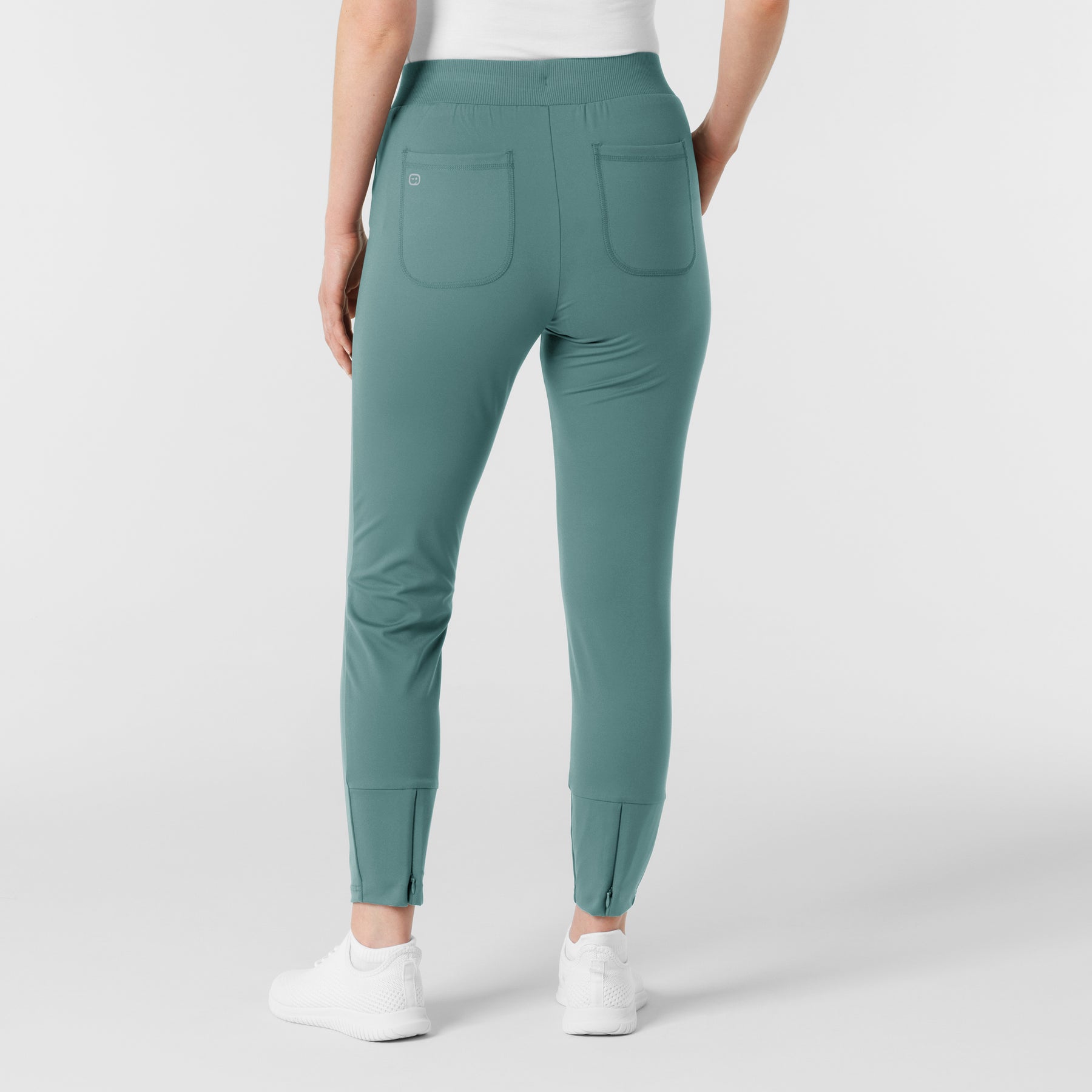 RENEW Knit Women's Track Scrub Pant Vintage Teal back view