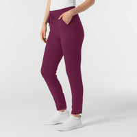 RENEW Knit Women's Track Scrub Pant Wine side view