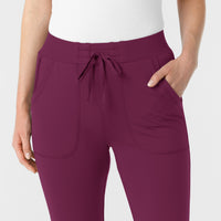 RENEW Knit Women's Track Scrub Pant Wine front detail