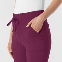 RENEW Knit Women's Track Scrub Pant Wine side detail 1