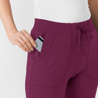 RENEW Knit Women's Track Scrub Pant Wine side detail 2