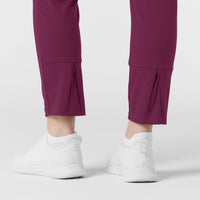 RENEW Knit Women's Track Scrub Pant Wine hemline detail