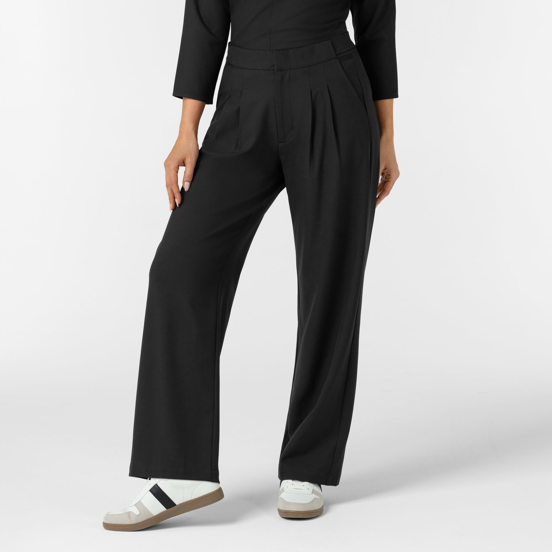 BLK Women's Pleated Wide Leg Scrub Trouser Black