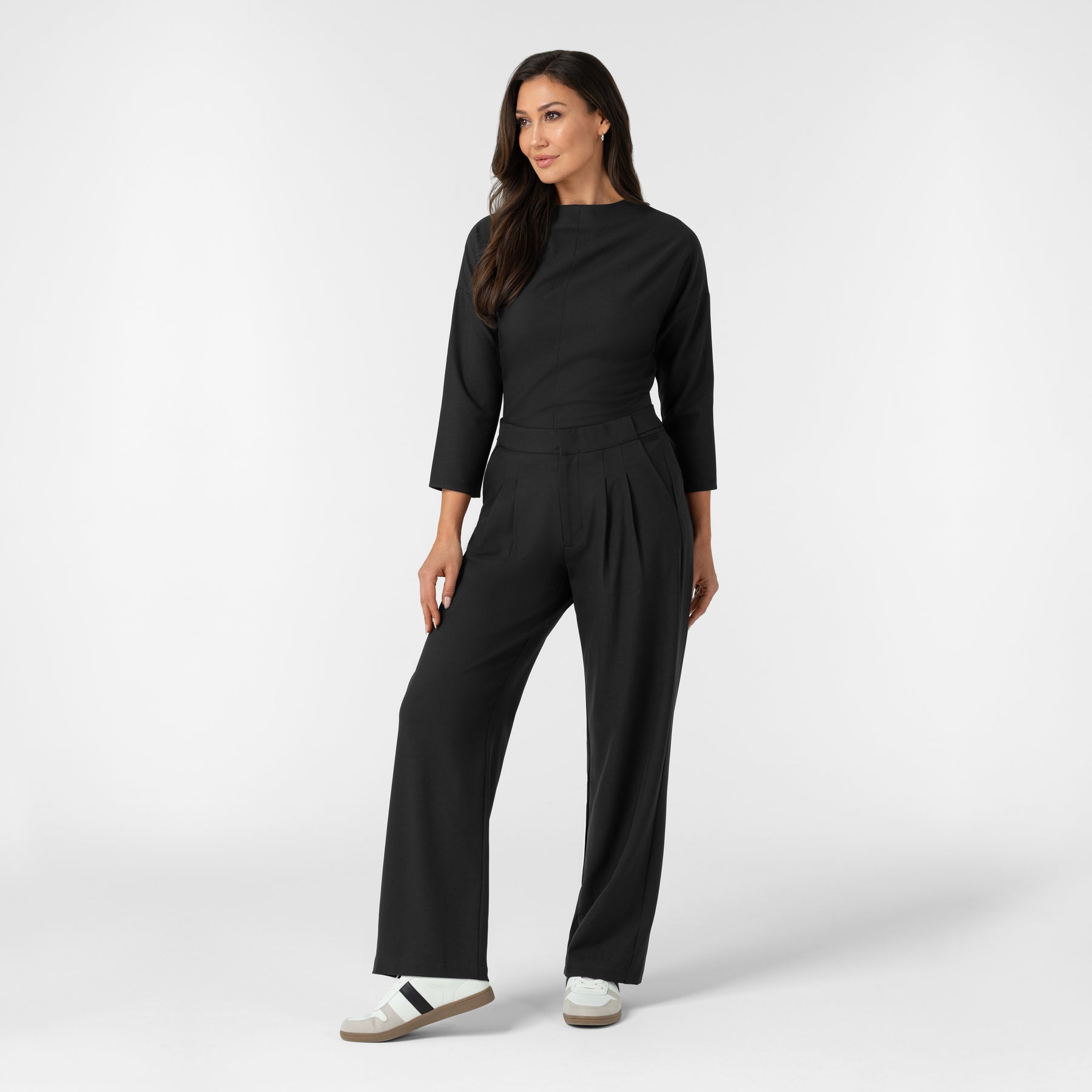 BLK Women's Pleated Wide Leg Scrub Trouser Black full scrub set