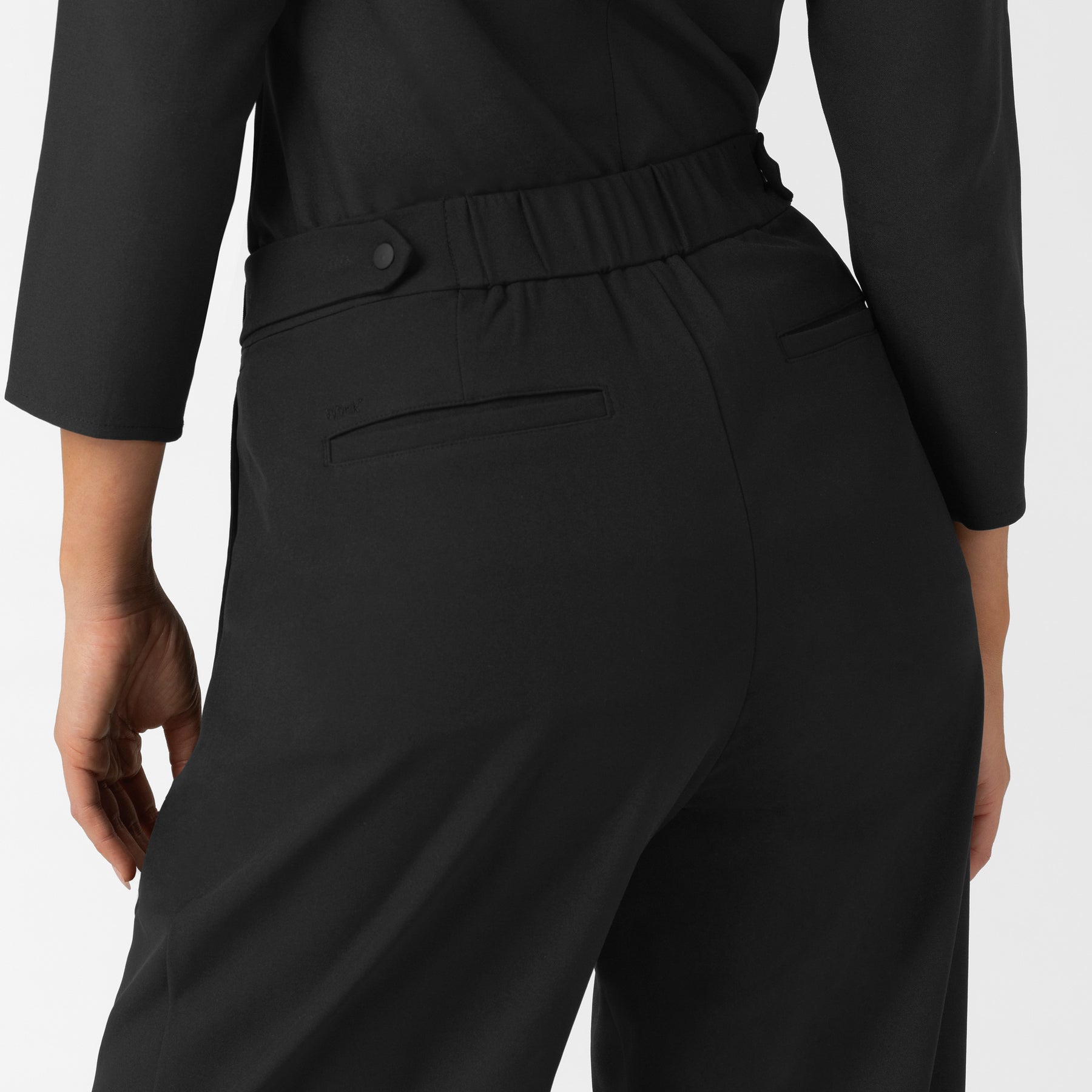 BLK Women's Pleated Wide Leg Scrub Trouser Black side detail 1