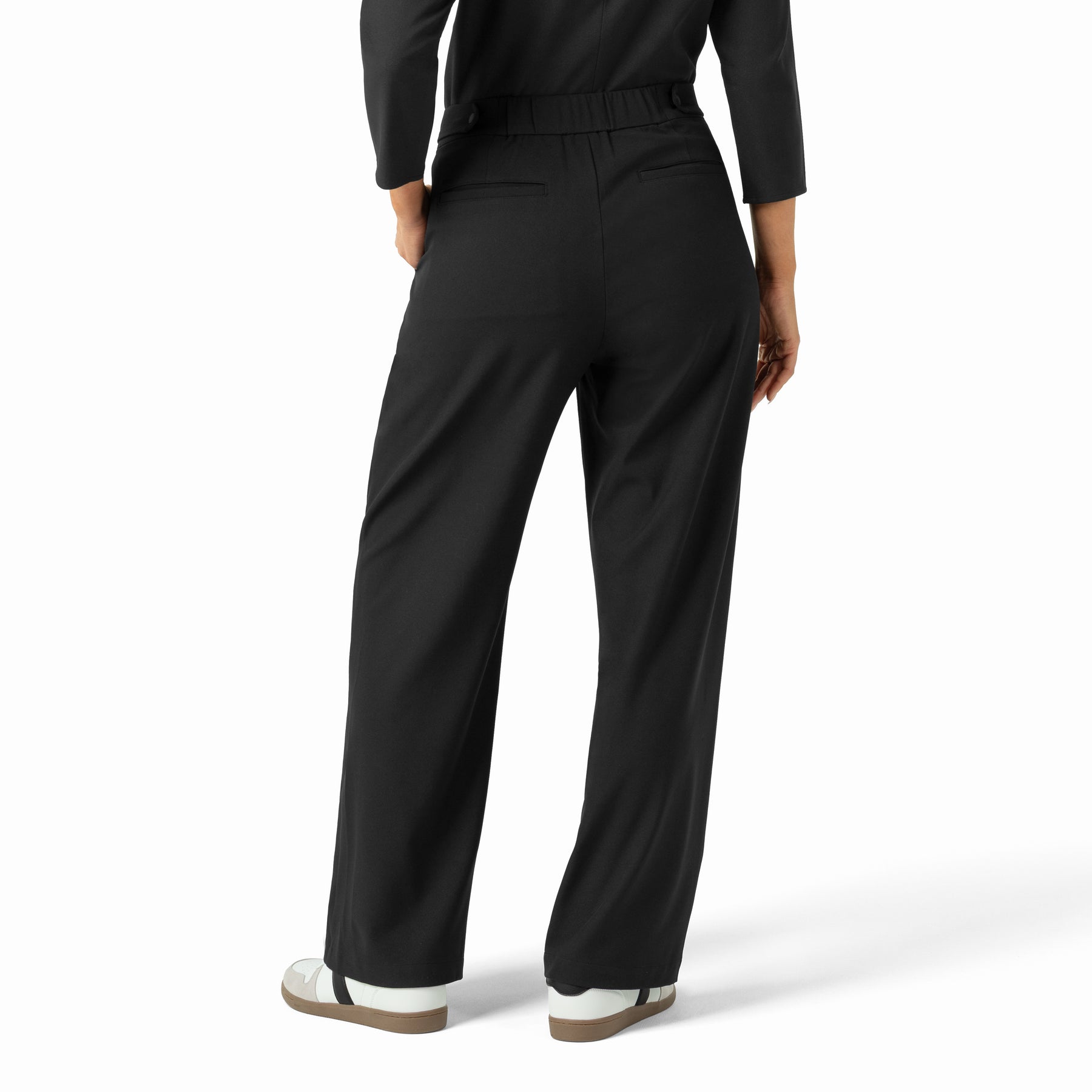 BLK Women's Pleated Wide Leg Scrub Trouser Black back view