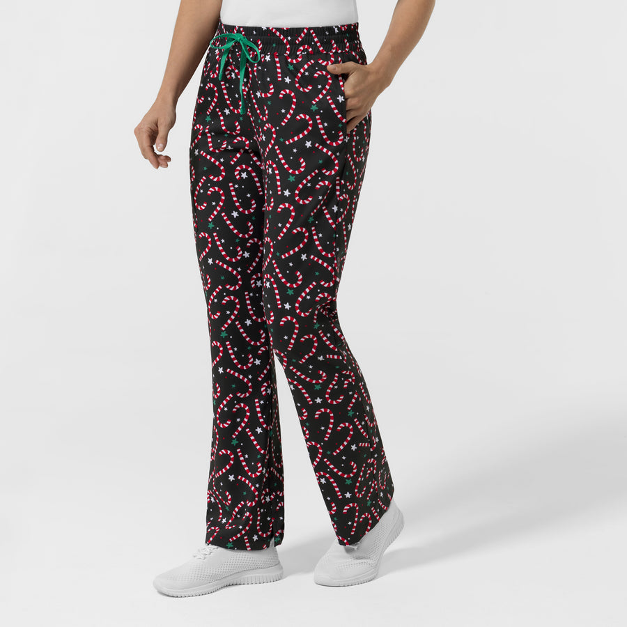 Boundless Women's Bootcut Scrub Pant Merry and Minty Black side view