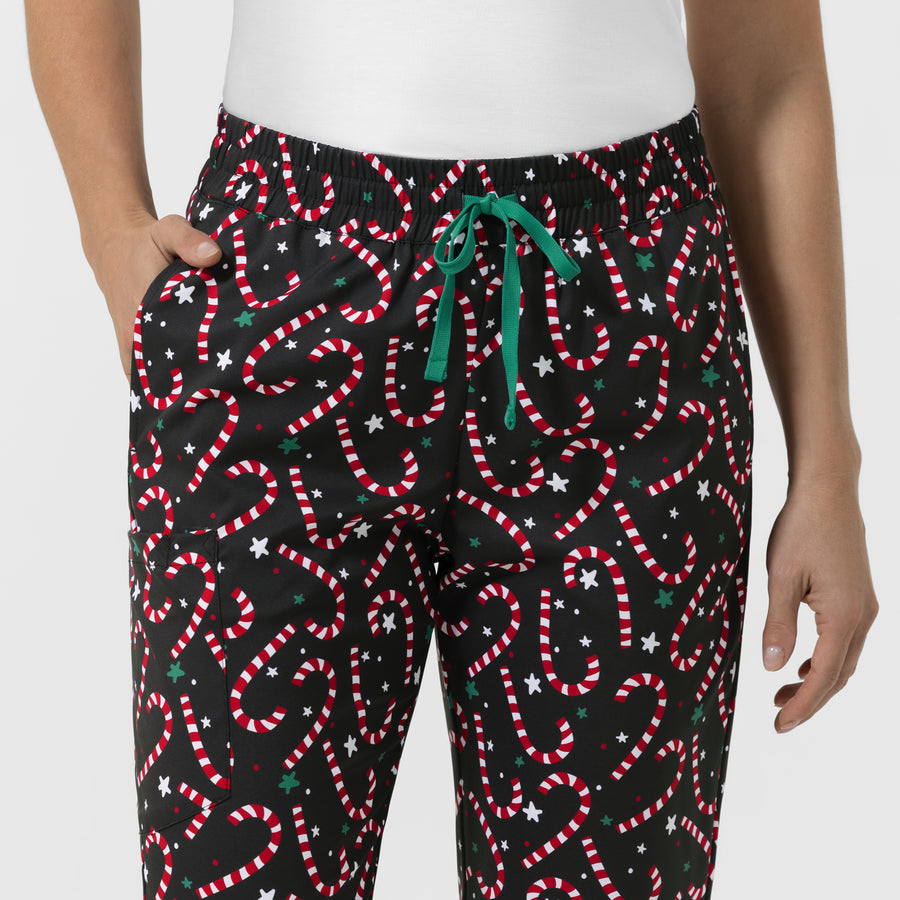 Boundless Women's Bootcut Scrub Pant Merry and Minty Black back detail