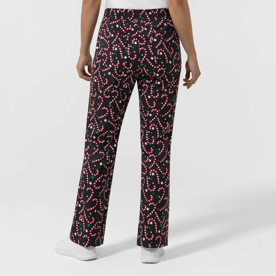 Boundless Women's Bootcut Scrub Pant Merry and Minty Black back view