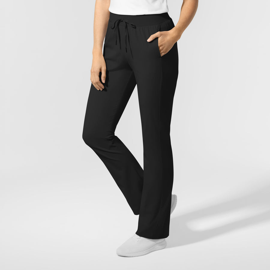 AURA Women's Grace Mid Rise Bootcut Scrub Pant Black side view