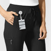 AURA Women's Grace Mid Rise Bootcut Scrub Pant Black side detail 2
