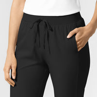 AURA Women's Grace Mid Rise Bootcut Scrub Pant Black back detail