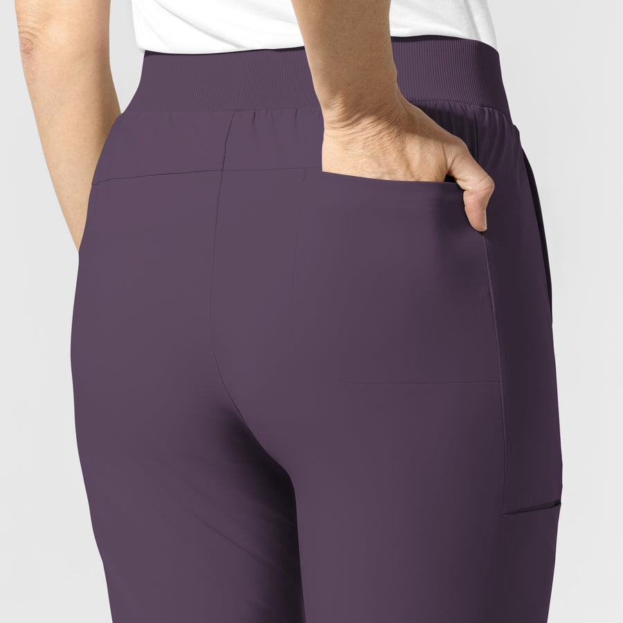 AURA Women's Grace Mid Rise Bootcut Scrub Pant Dusk front detail