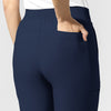 AURA Women's Grace Mid Rise Bootcut Scrub Pant Navy front detail