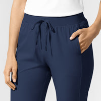 AURA Women's Grace Mid Rise Bootcut Scrub Pant Navy back detail