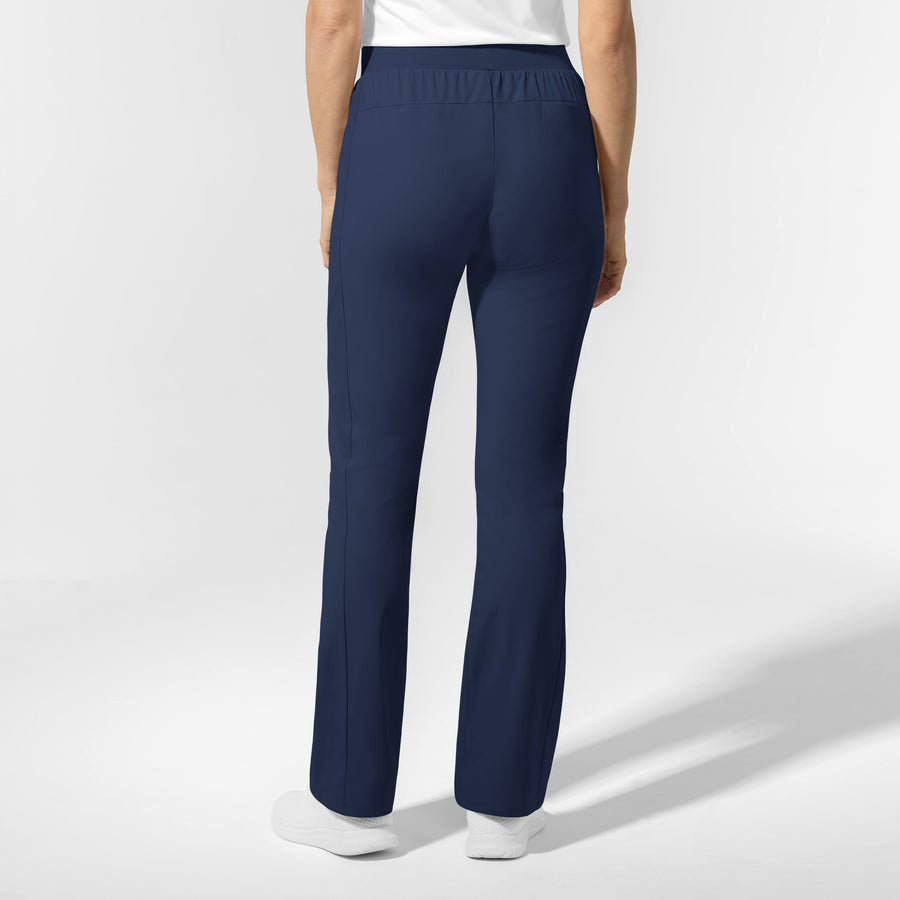 AURA Women's Grace Mid Rise Bootcut Scrub Pant Navy back view